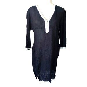 Athleta Womens Size M Black Crinkle Tear Away B4 U Play Beach Cotton Dress